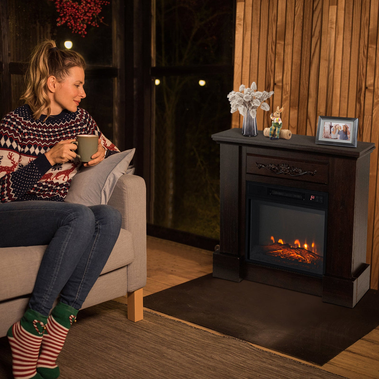 Mueble para TV de 1400W con chimenea eléctrica y control remoto