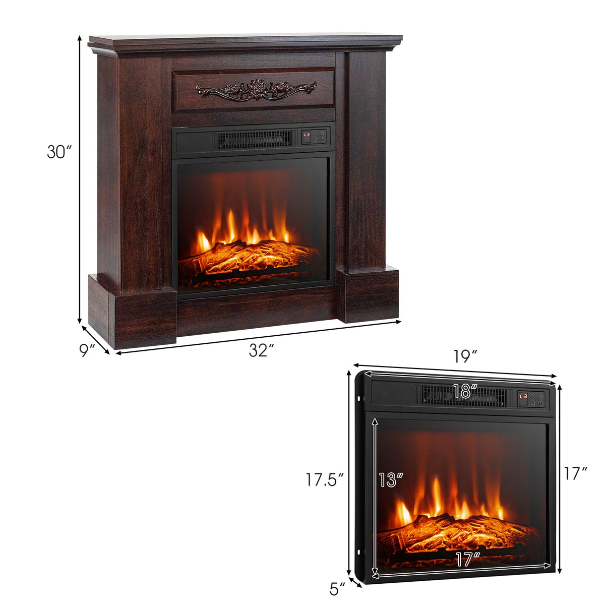 Mueble para TV de 1400W con chimenea eléctrica y control remoto
