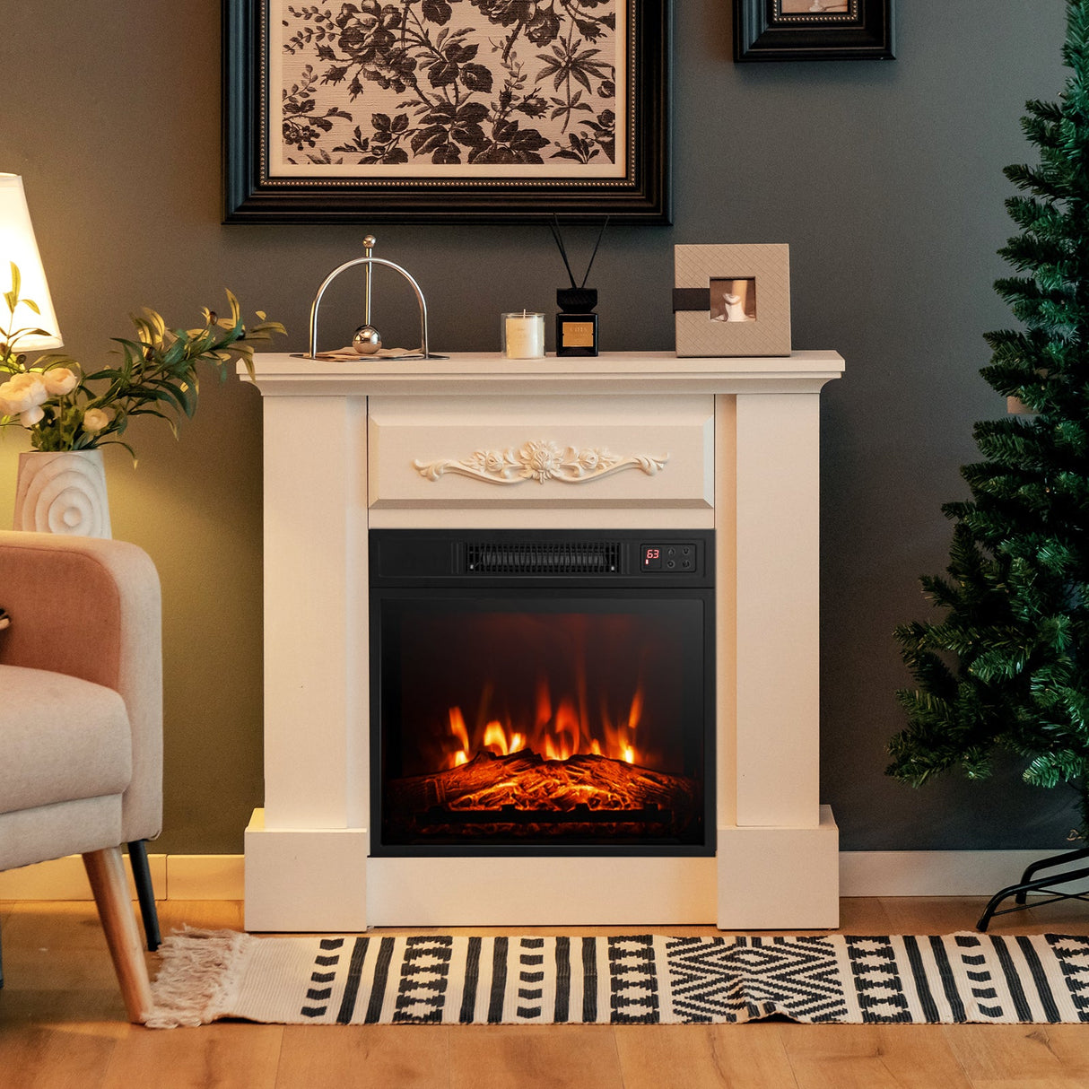 Mueble para TV de 1400W con chimenea eléctrica y control remoto