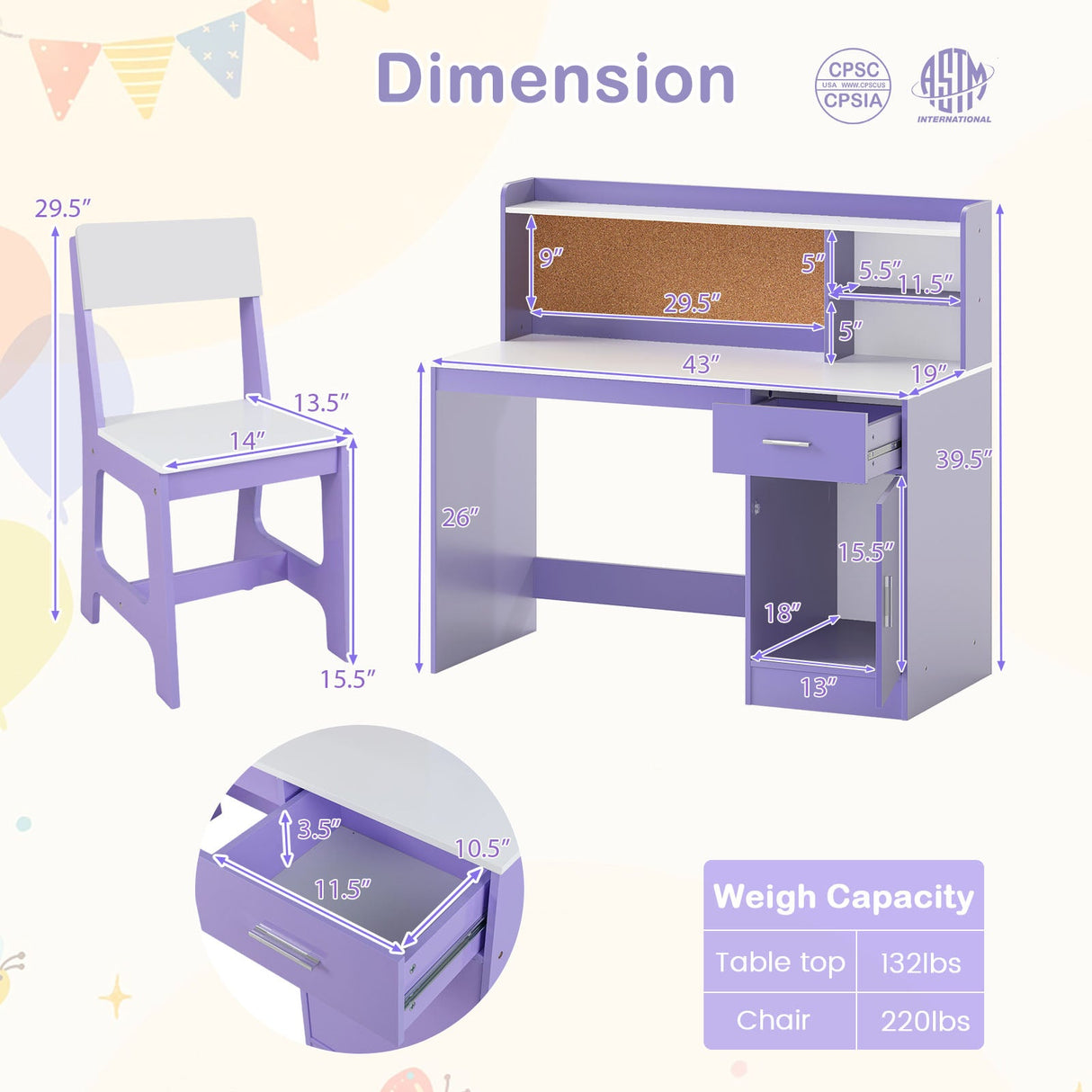 Juego de escritorio y silla de estudio para niños Mesa y silla para estudiantes