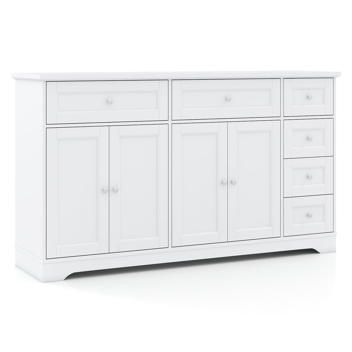 Aparador de bufé de 59" con barra de café moderna y mesa consola - Blanco