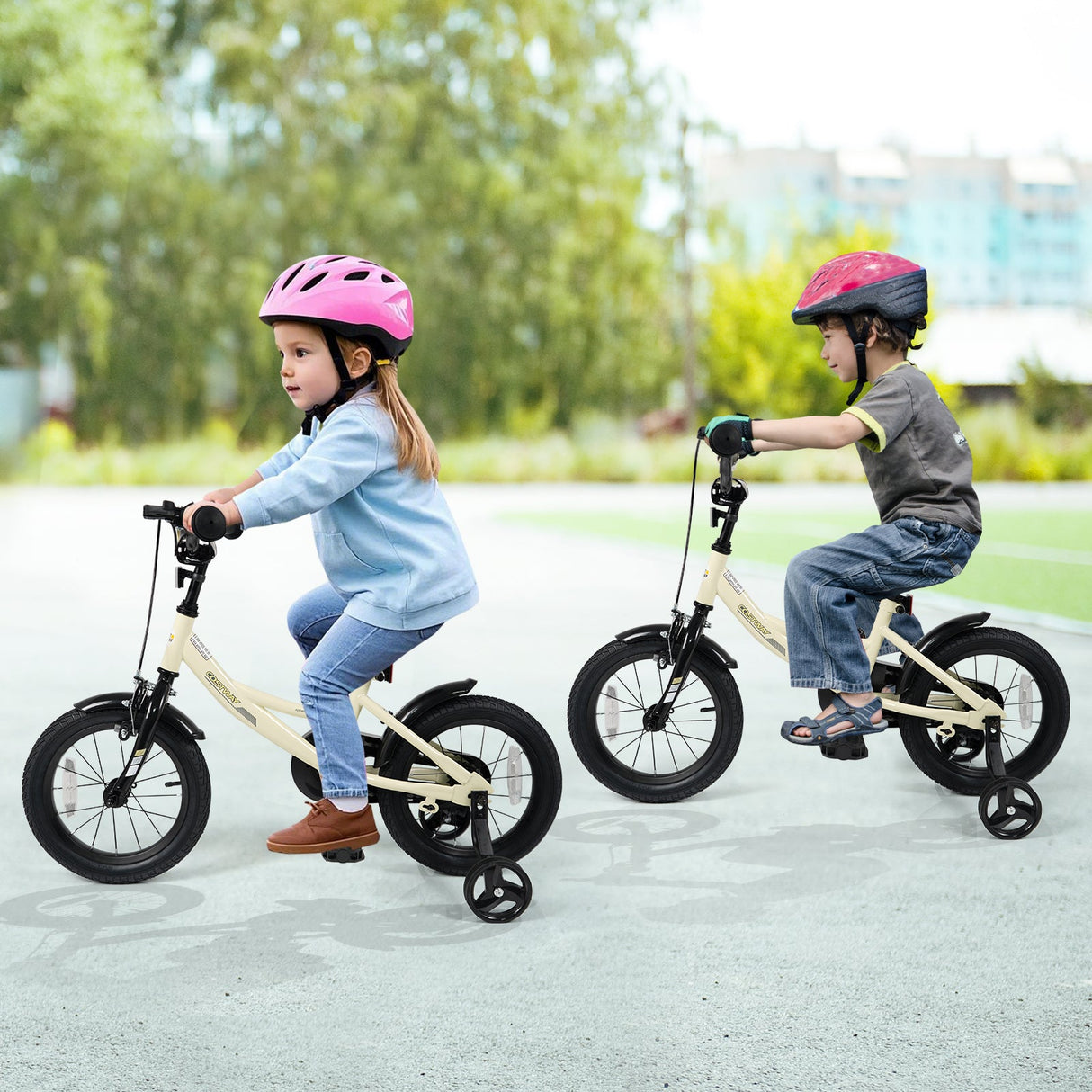 Bicicleta deportiva de 14 pulgadas para niños con ruedas de entrenamiento extraíbles