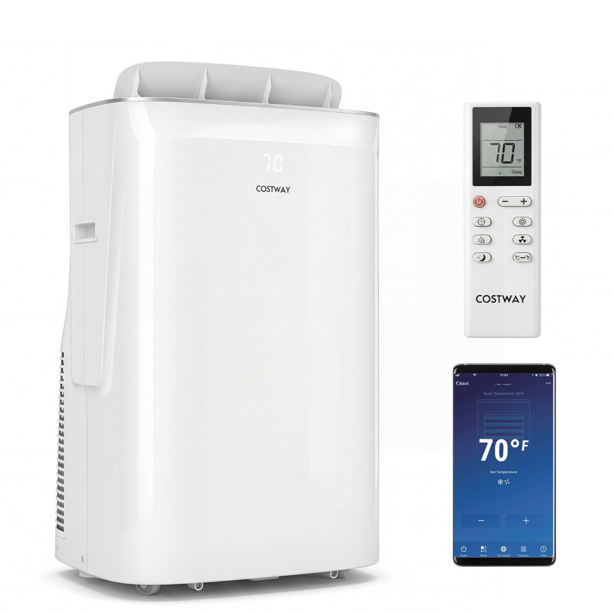 Aire Acondicionado Portátil Inverter de 15000 BTU, Refrigeración y Calefacción con Wifi Inteligente-Blanco