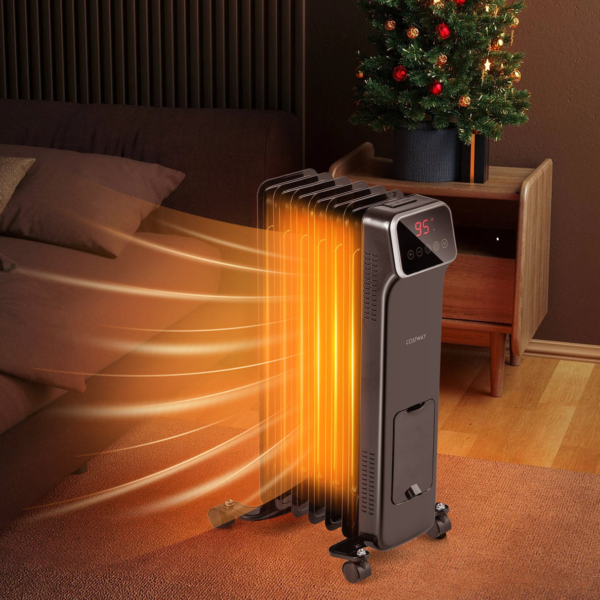 Calefactor Radiador Eléctrico de Aceite de 1500W con Mando a Distancia, 3 Modos y Temporizador de 24 Horas