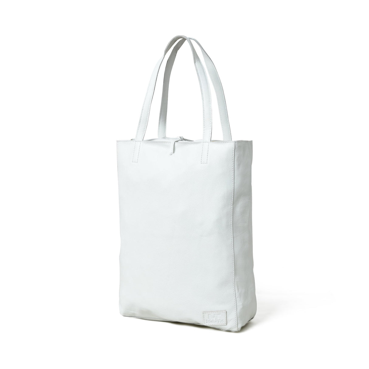 Bolso tote de hombro de cuero blanco