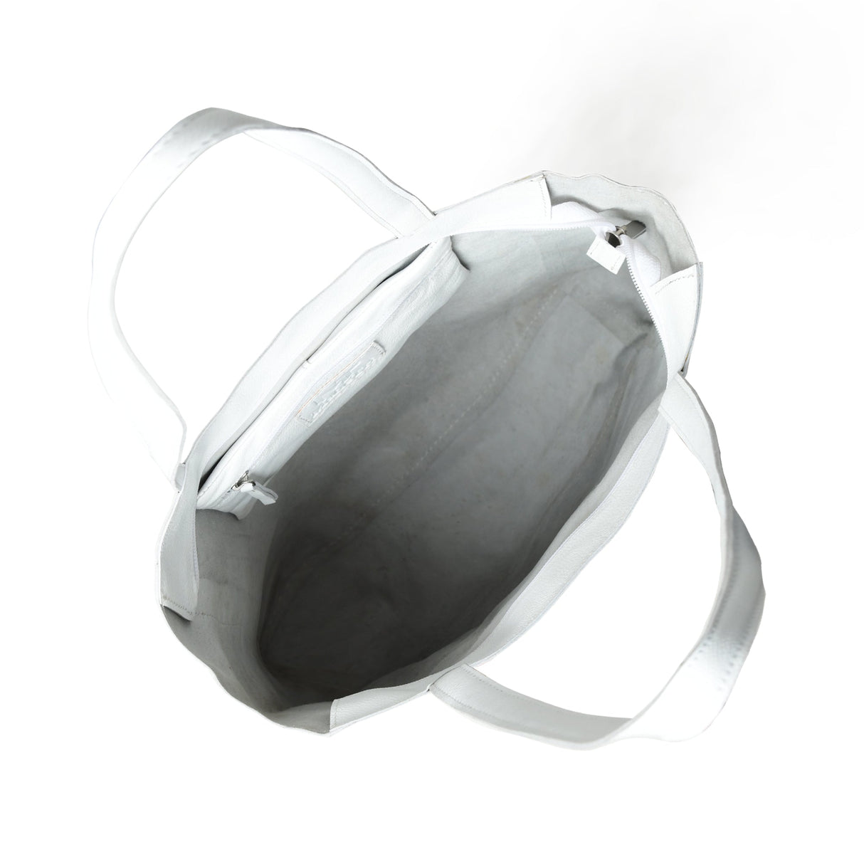 Bolso tote de hombro de cuero blanco