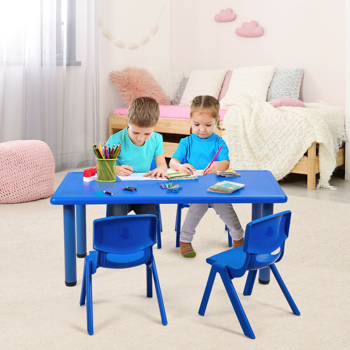 Mesa Rectangular de Plástico para Niños para Aprender y Jugar