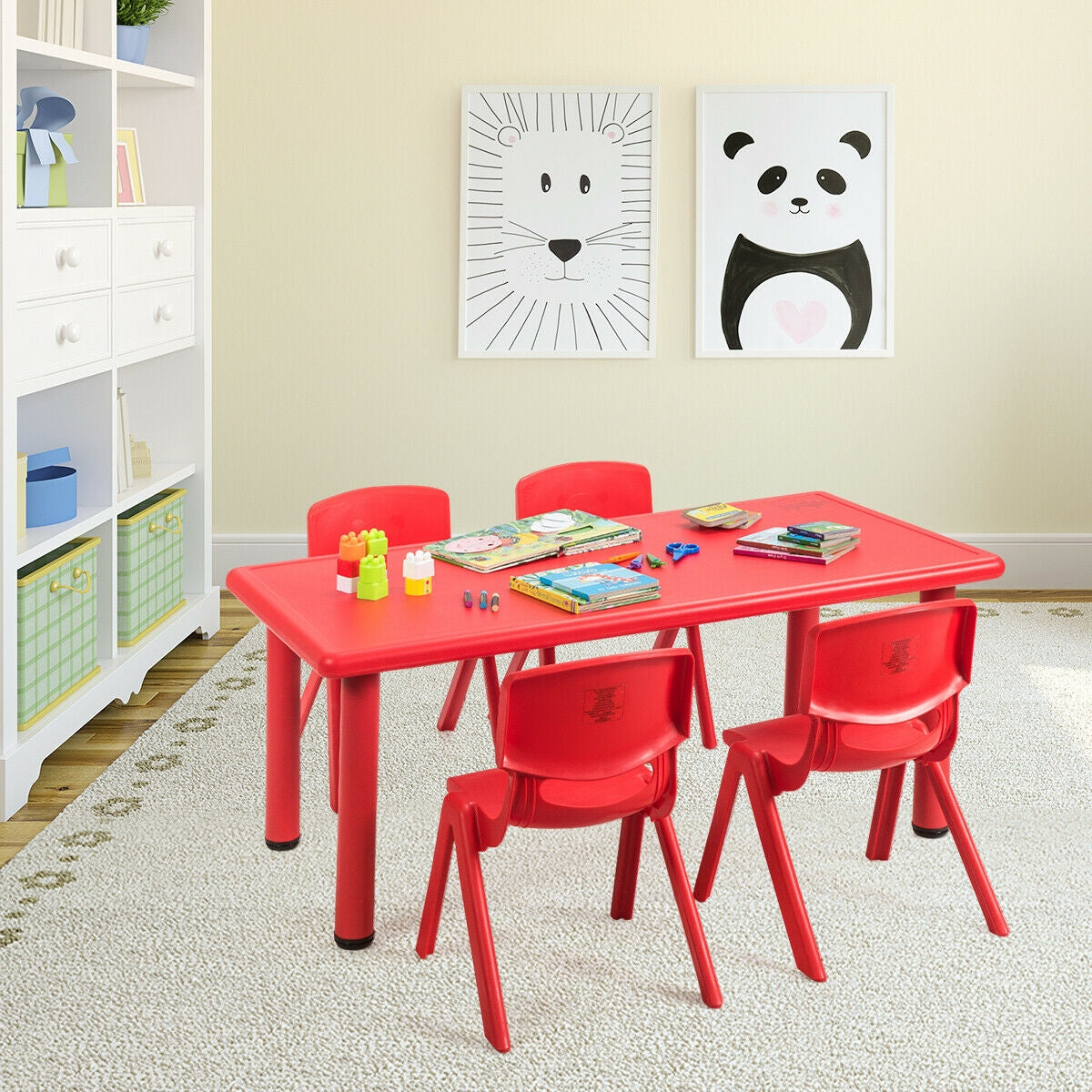 Paquete de 4 sillas apilables de plástico para niños para aulas