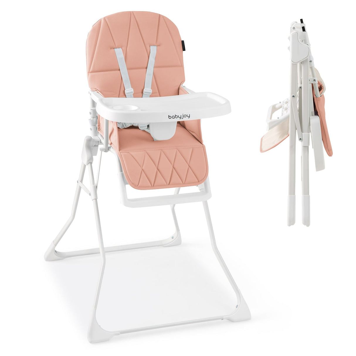 Trona compacta Easy Clean con bandeja ajustable extraíble y cojín de asiento de PU