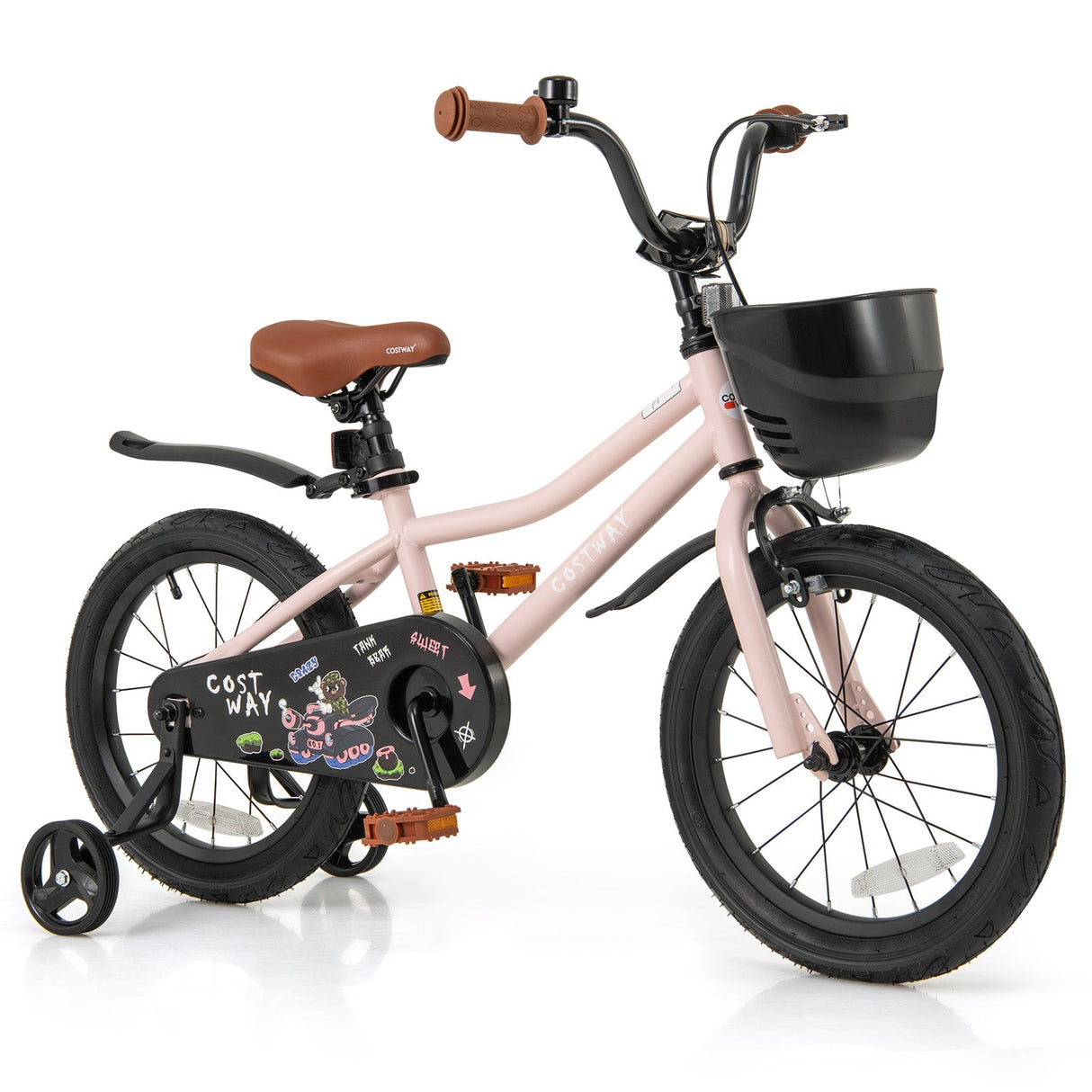 Bicicleta para niños de 14 pulgadas con cesta y manillar ajustable para 3-5 años