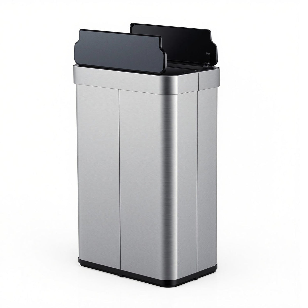 Cesto de basura de 60 litros con tapas abatibles para dormitorio, baño, cocina - Plateado