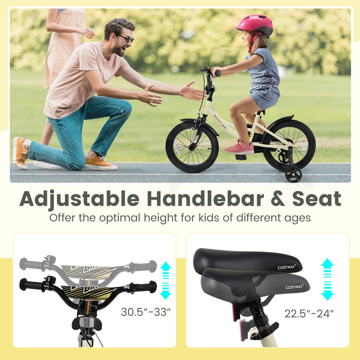 Bicicleta deportiva de 14 pulgadas para niños con ruedas de entrenamiento extraíbles