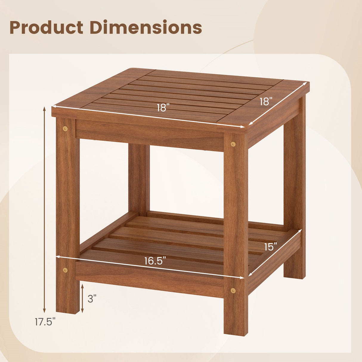 Mesa Auxiliar Exterior de 2 Niveles con Estante de Almacenamiento para Patio