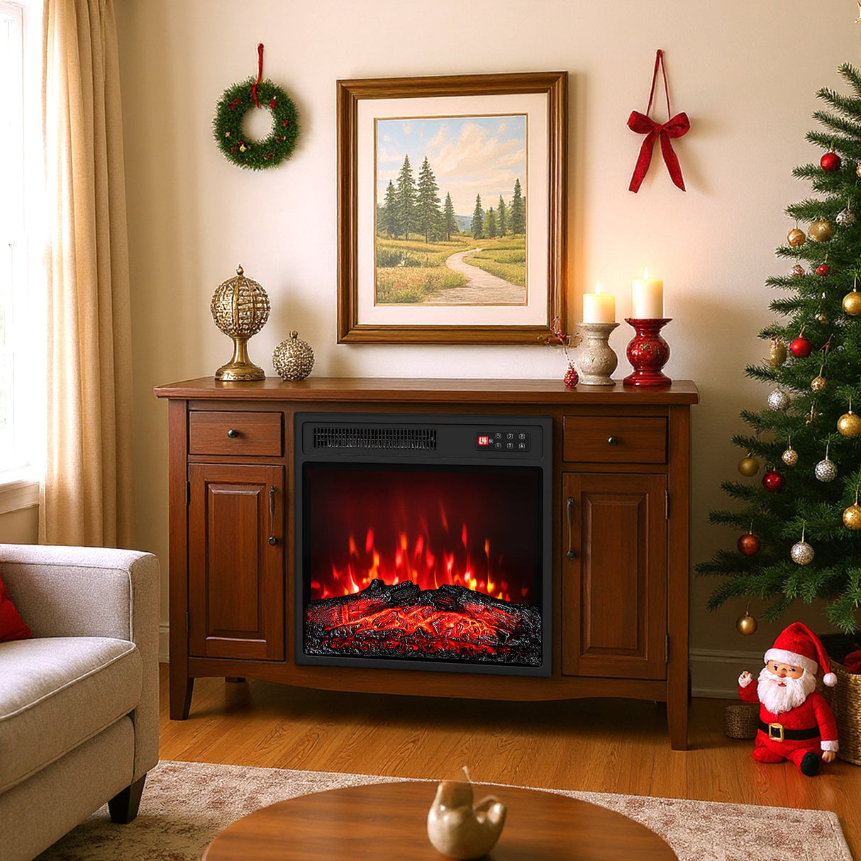 Inserto de chimenea eléctrica de 18 pulgadas con control remoto y 7 colores de llama realistas