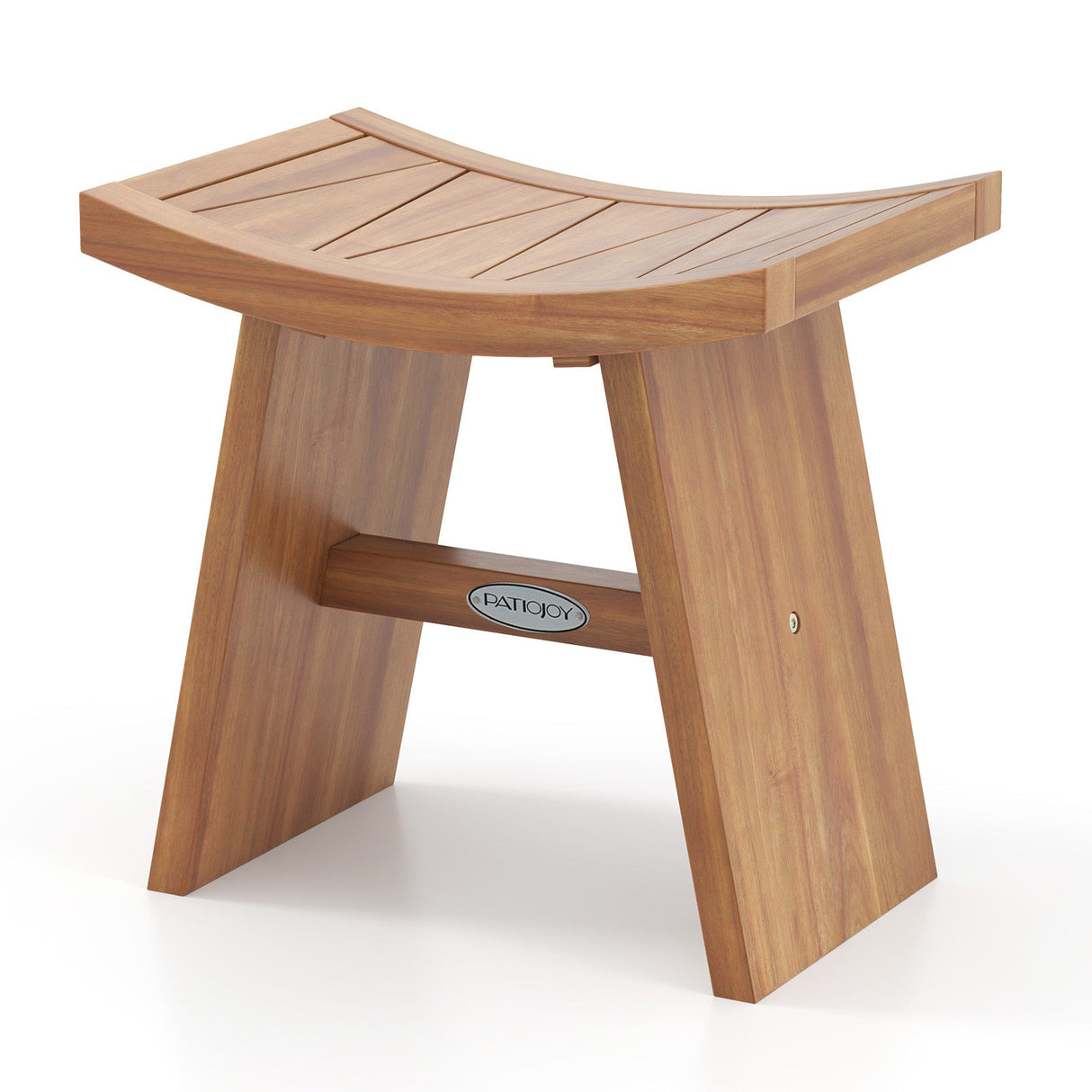 Banco de ducha de madera de teca de 18 pulgadas con asiento curvo para baño