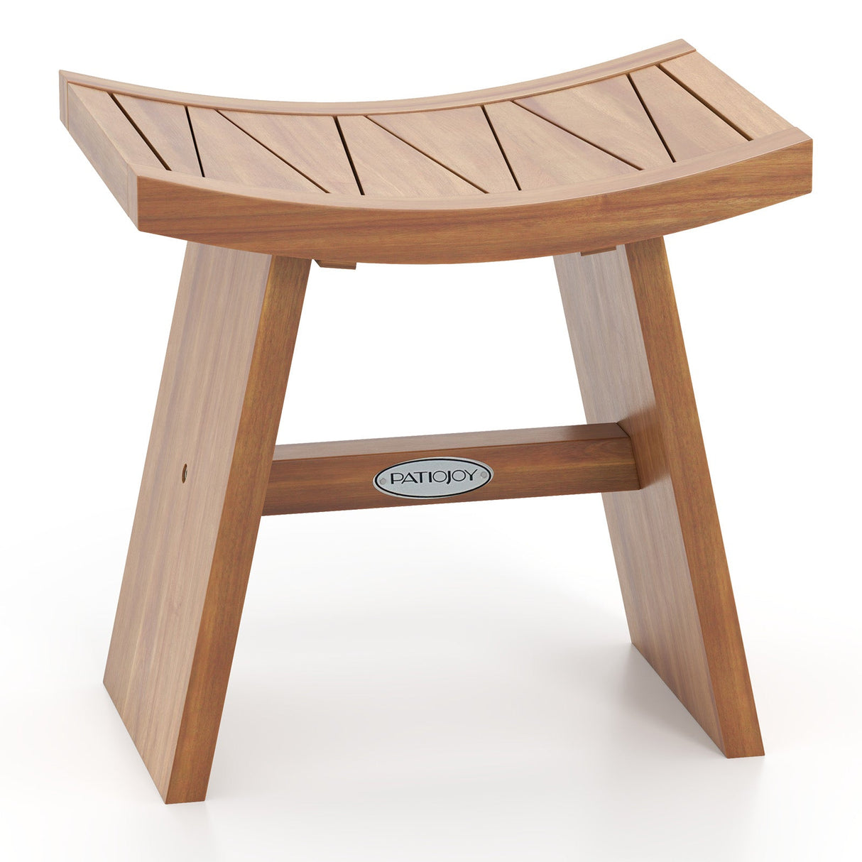 Banco de ducha de madera de teca de 18 pulgadas con asiento curvo para baño