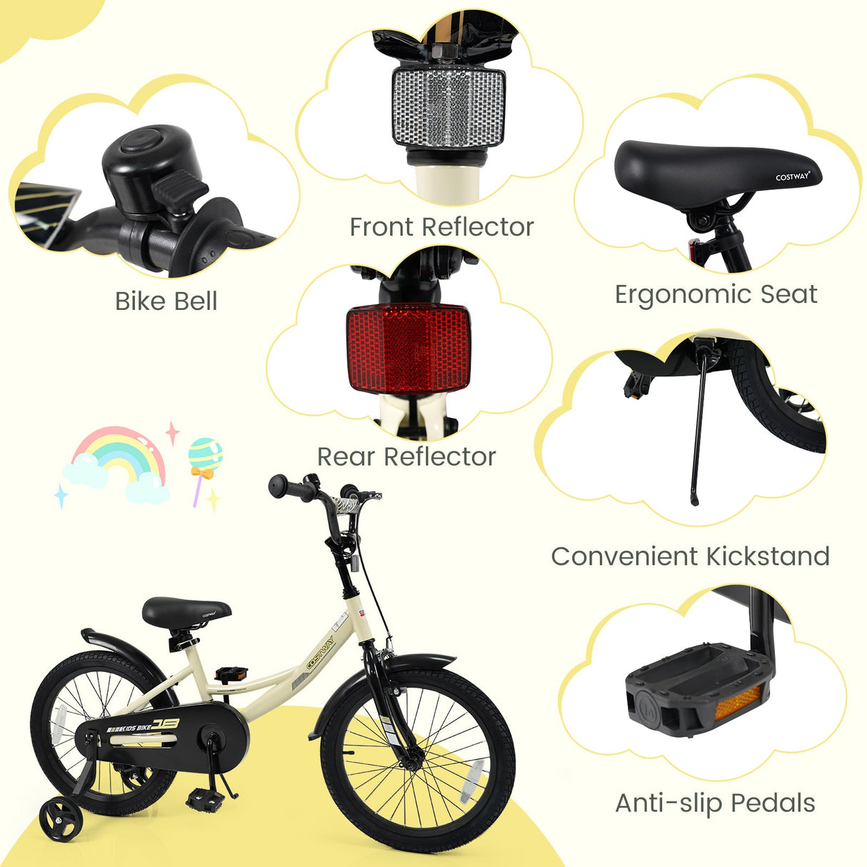 Bicicleta deportiva de 14 pulgadas para niños con ruedas de entrenamiento extraíbles