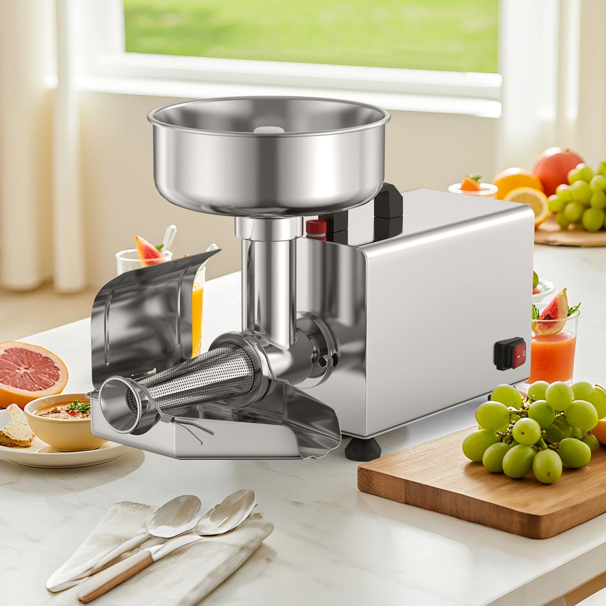 450 W colador eléctrico de tomate, molino de alimentos de calidad comercial, máquina para hacer salsas de acero inoxidable
