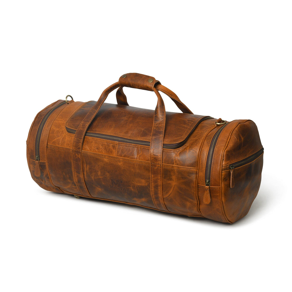 Bolsa de Viaje Redonda de Cuero para Gimnasio