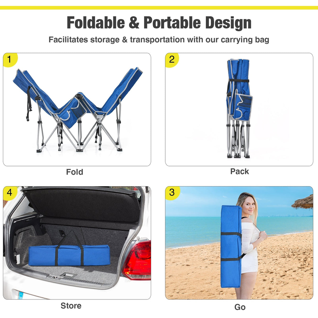 Catres Plegables de Camping con Bolsillo Lateral y Reposacabezas Desmontable