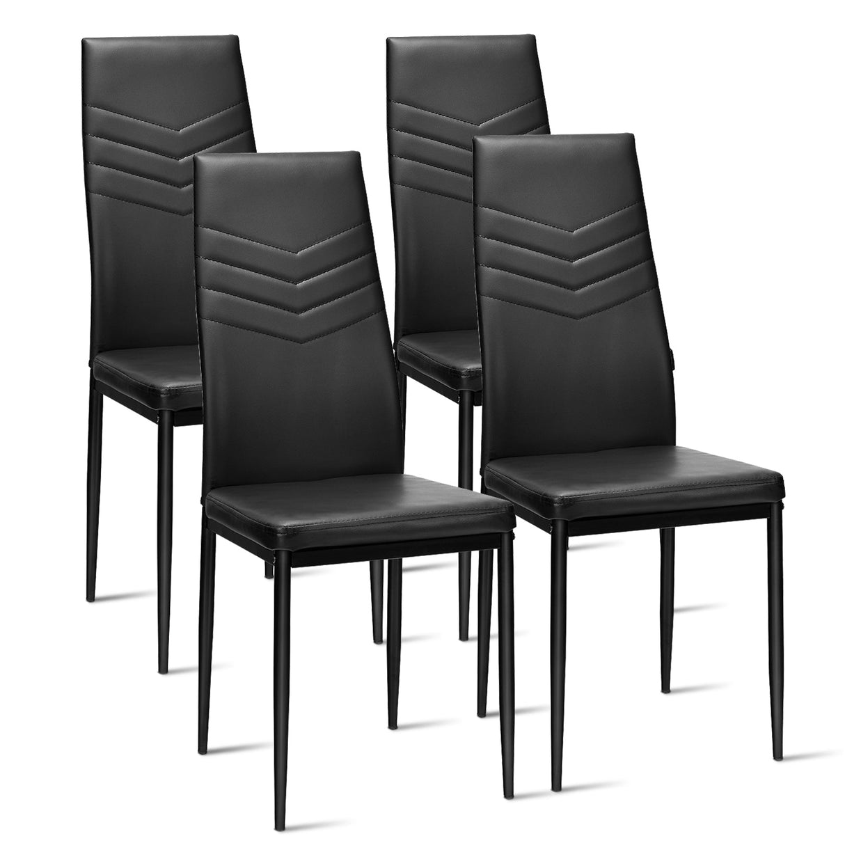 Juego de 4 sillas de comedor de respaldo alto con cuero de PVC y almohadillas antideslizantes para los pies