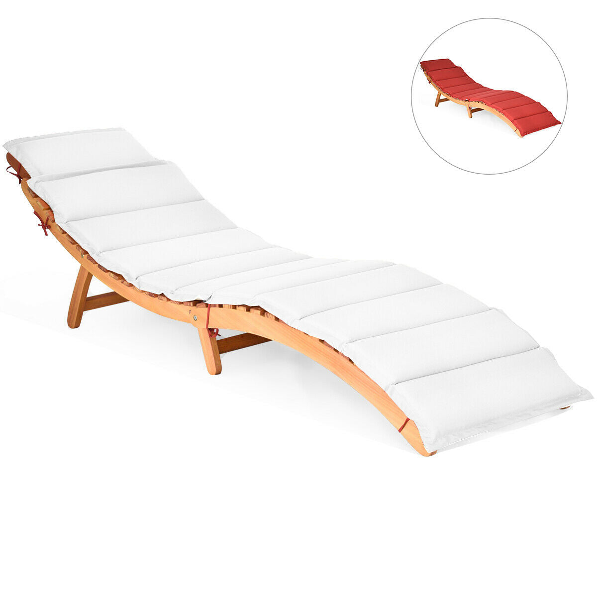 Tumbona plegable para patio con asiento acolchado de doble cara