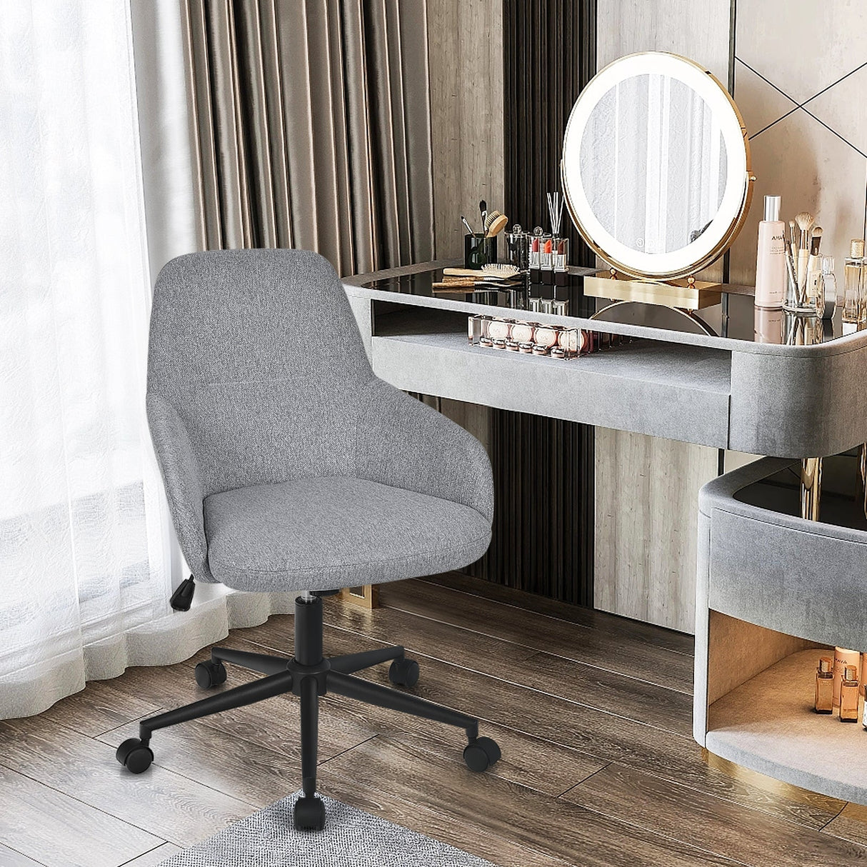 Sillón de oficina de tela con respaldo basculante-Gris