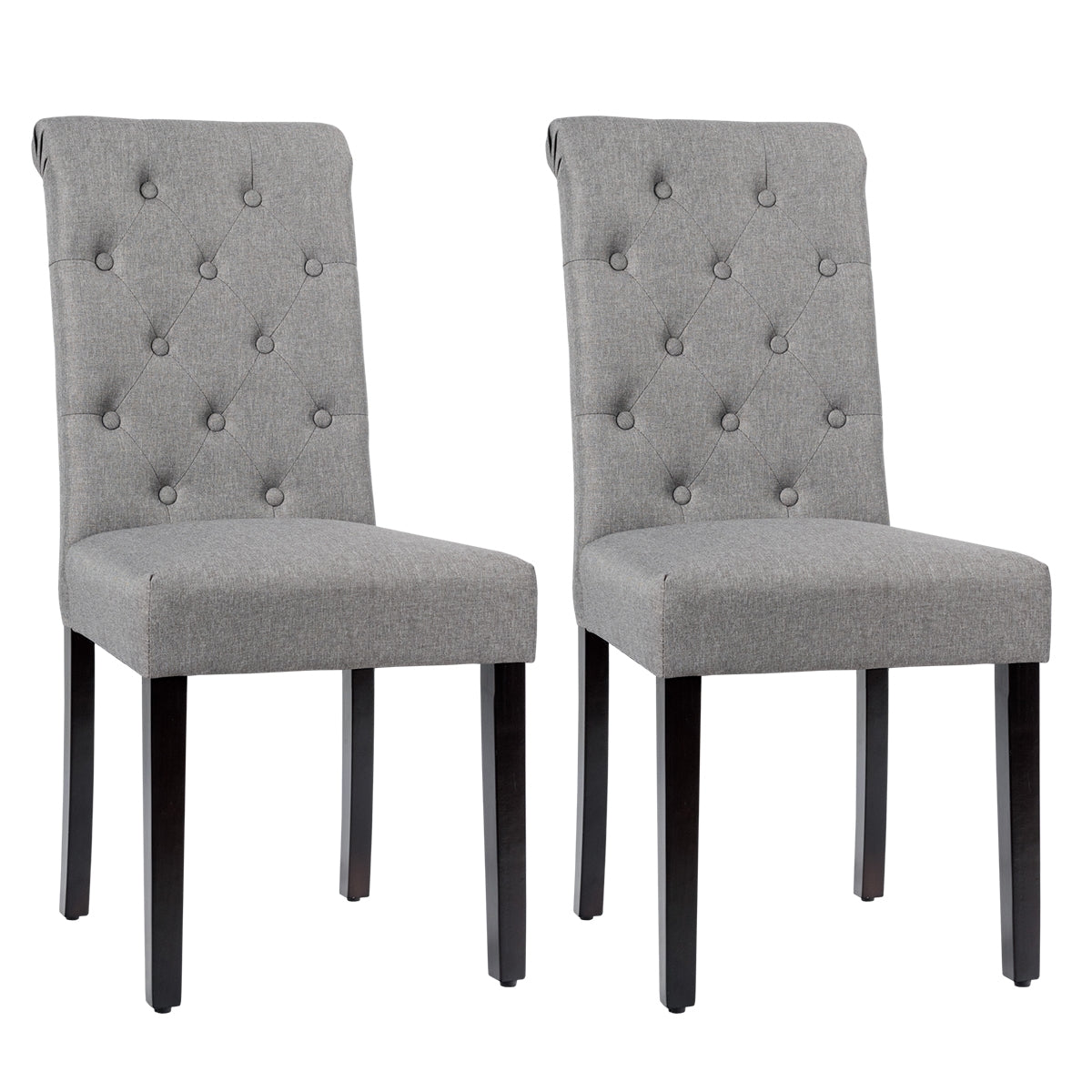 Juego de 2 sillas de comedor tapizadas con almohadillas antideslizantes ajustables