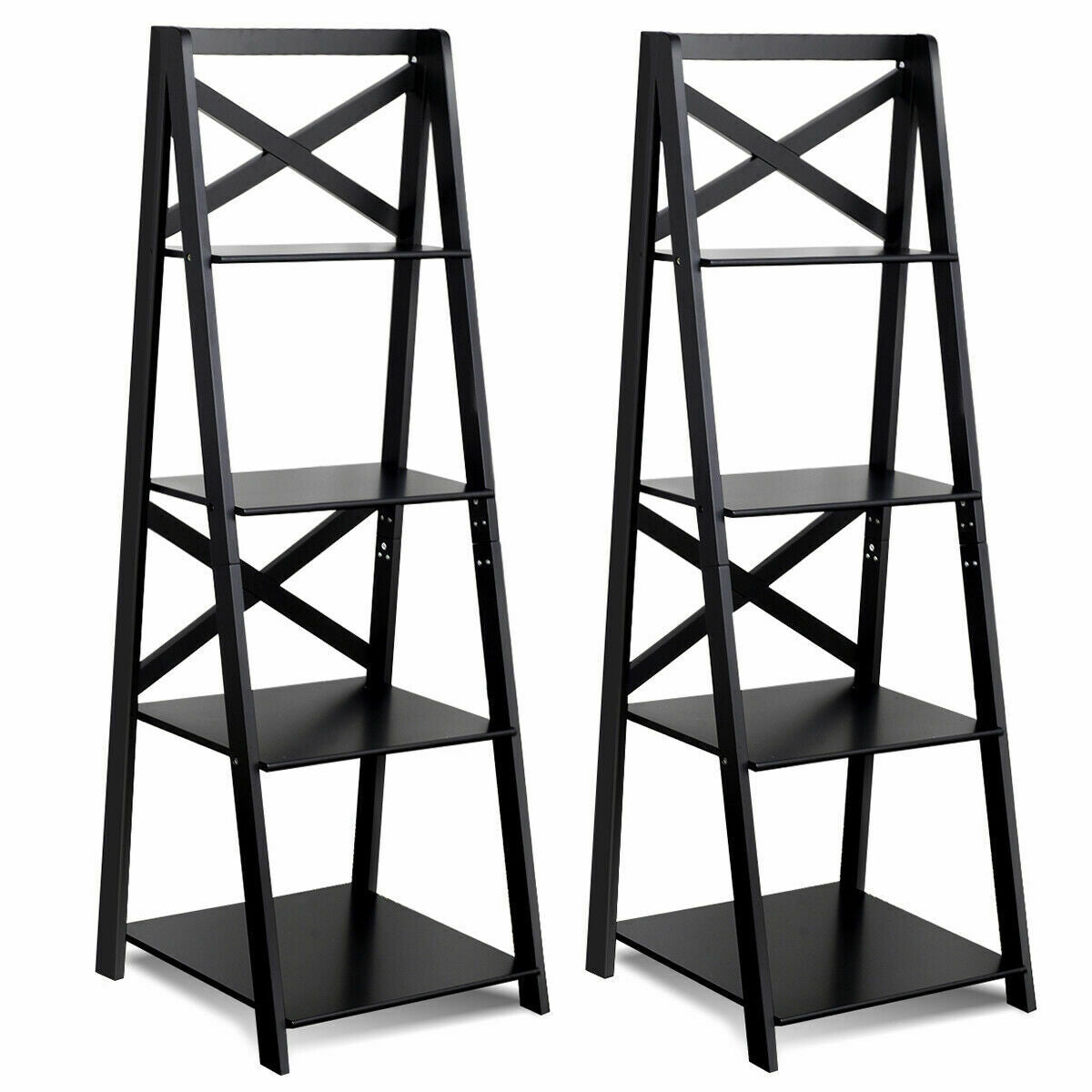 Juego de 2 estanterías de madera de 4 niveles