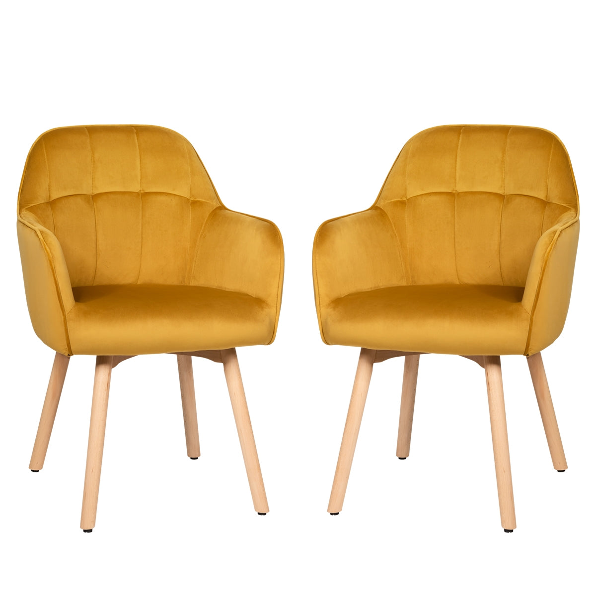 Juego de 2 sillones decorativos de ocio de respaldo medio - Amarillo