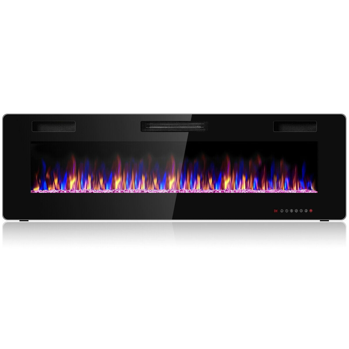 Chimenea eléctrica ultrafina de 60 pulgadas con 2 configuraciones de calor
