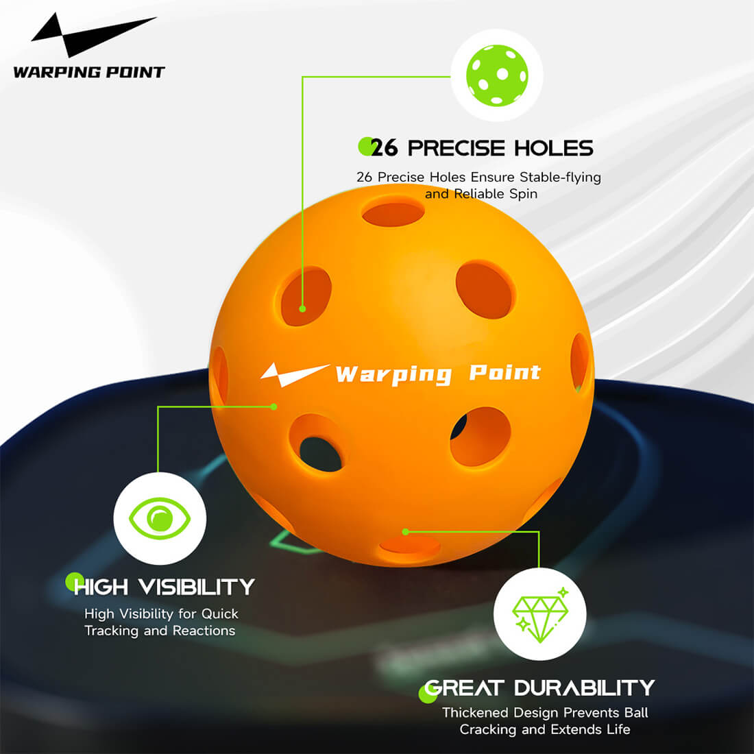 Pelotas de pickleball para práctica en interiores - Naranja