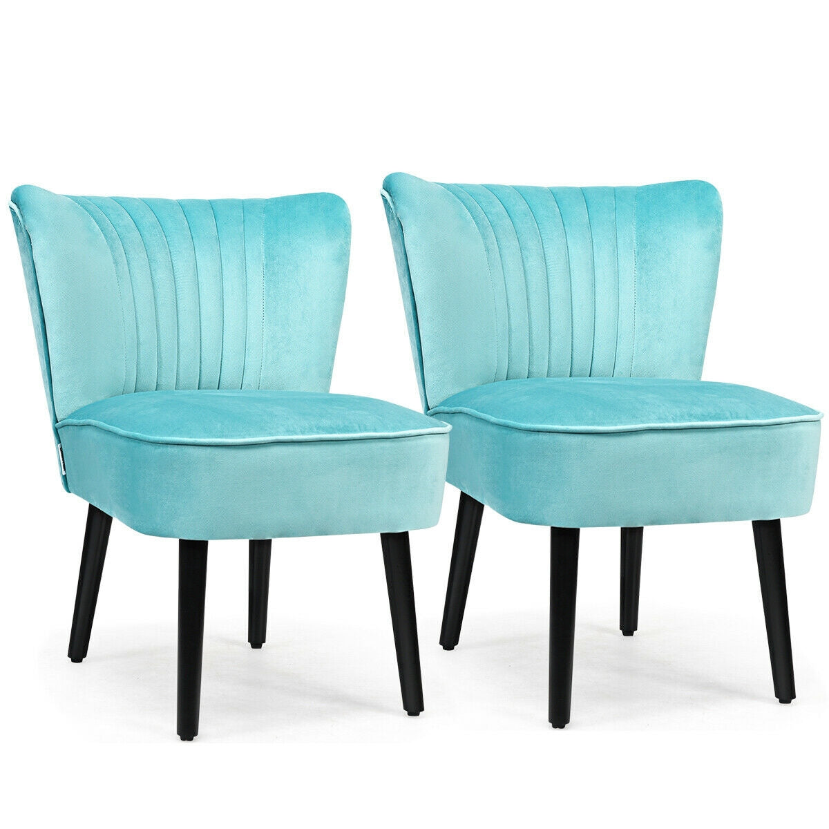 Juego de 2 sillones modernos tapizados con patas de madera maciza