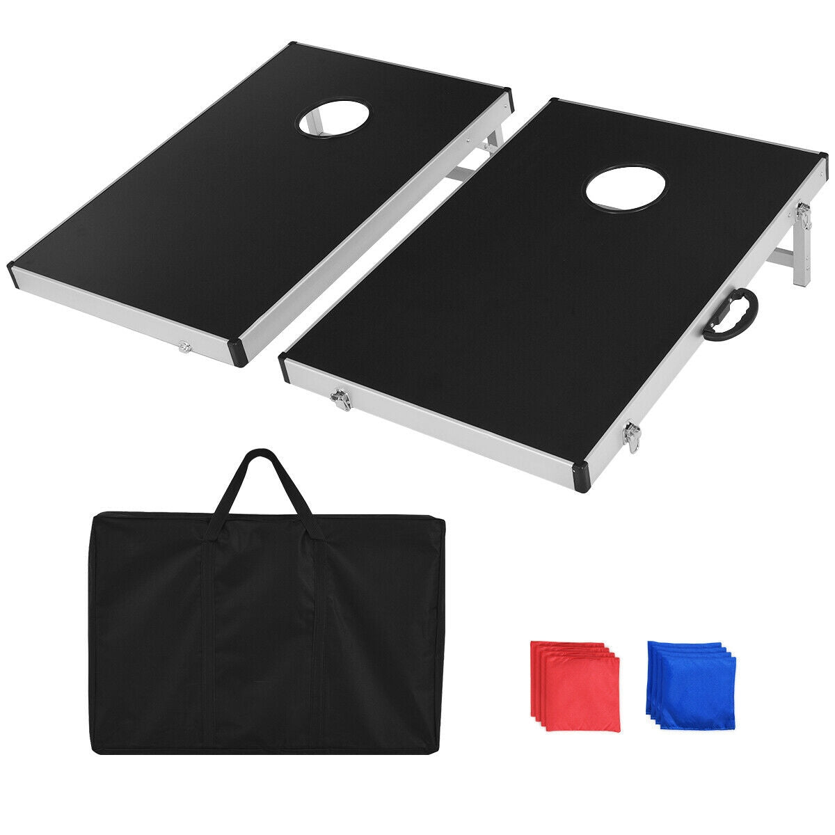 Juego de cornhole con diseño plegable y asa lateral