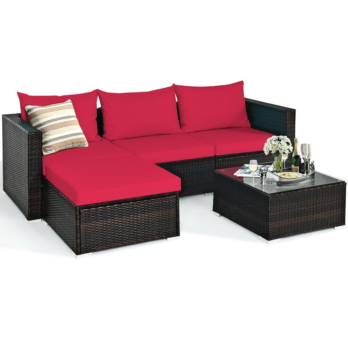 Juego de muebles de ratán para patio de 5 piezas