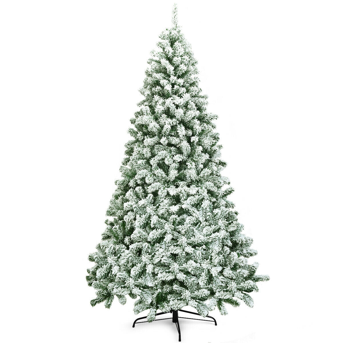 Árbol de Navidad artificial nevado de 7.5 pies, con bisagras, 1346 puntas y base plegable