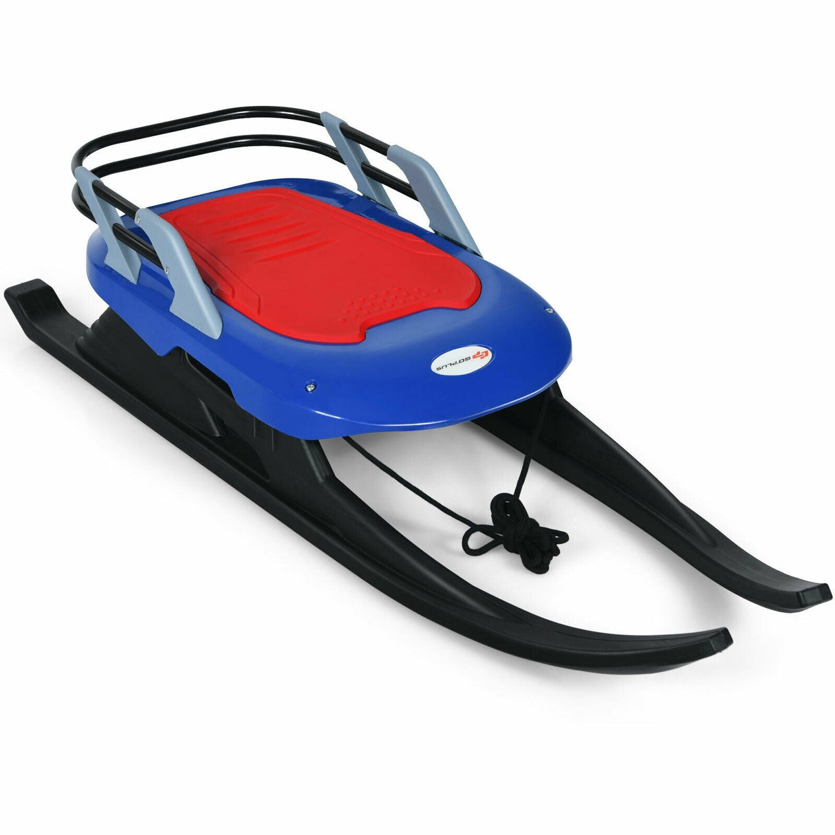 Trineo plegable de metal para niños con cuerda de arrastre, deslizador de nieve y asiento de cuero