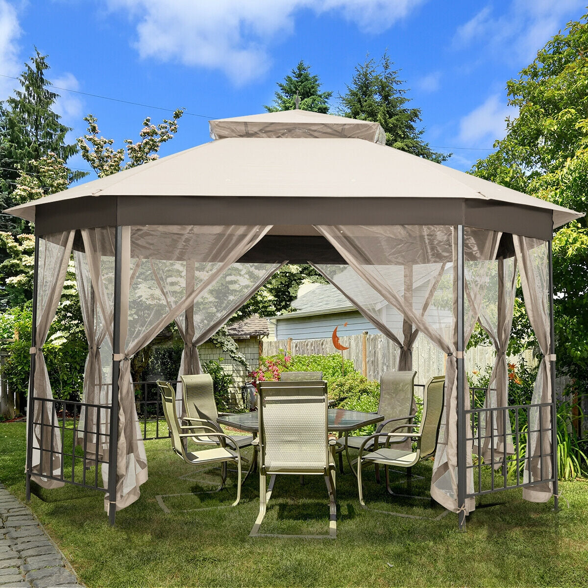 Gazebo de patio octogonal de 10x 12 pies