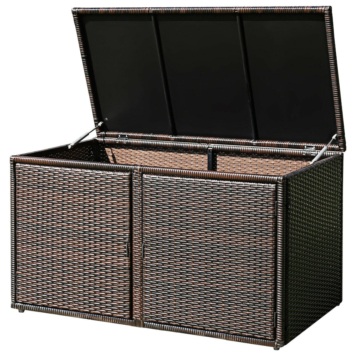 Caja de almacenamiento de ratán para jardín o patio de 88 galones