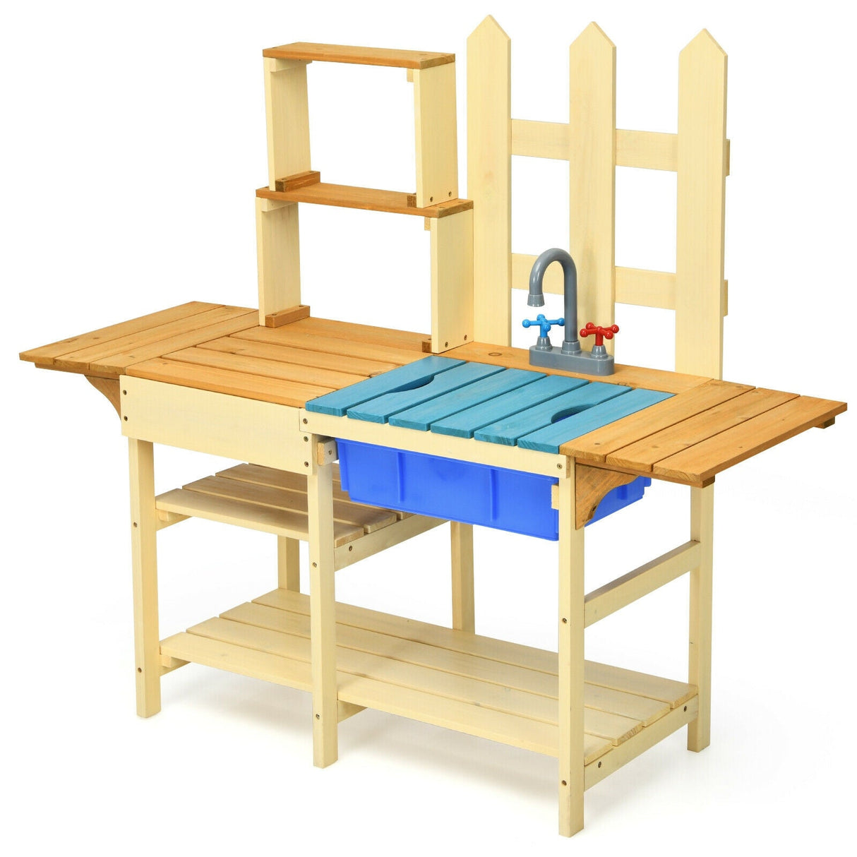 Juego de cocina de juguete de madera para niños al aire libre