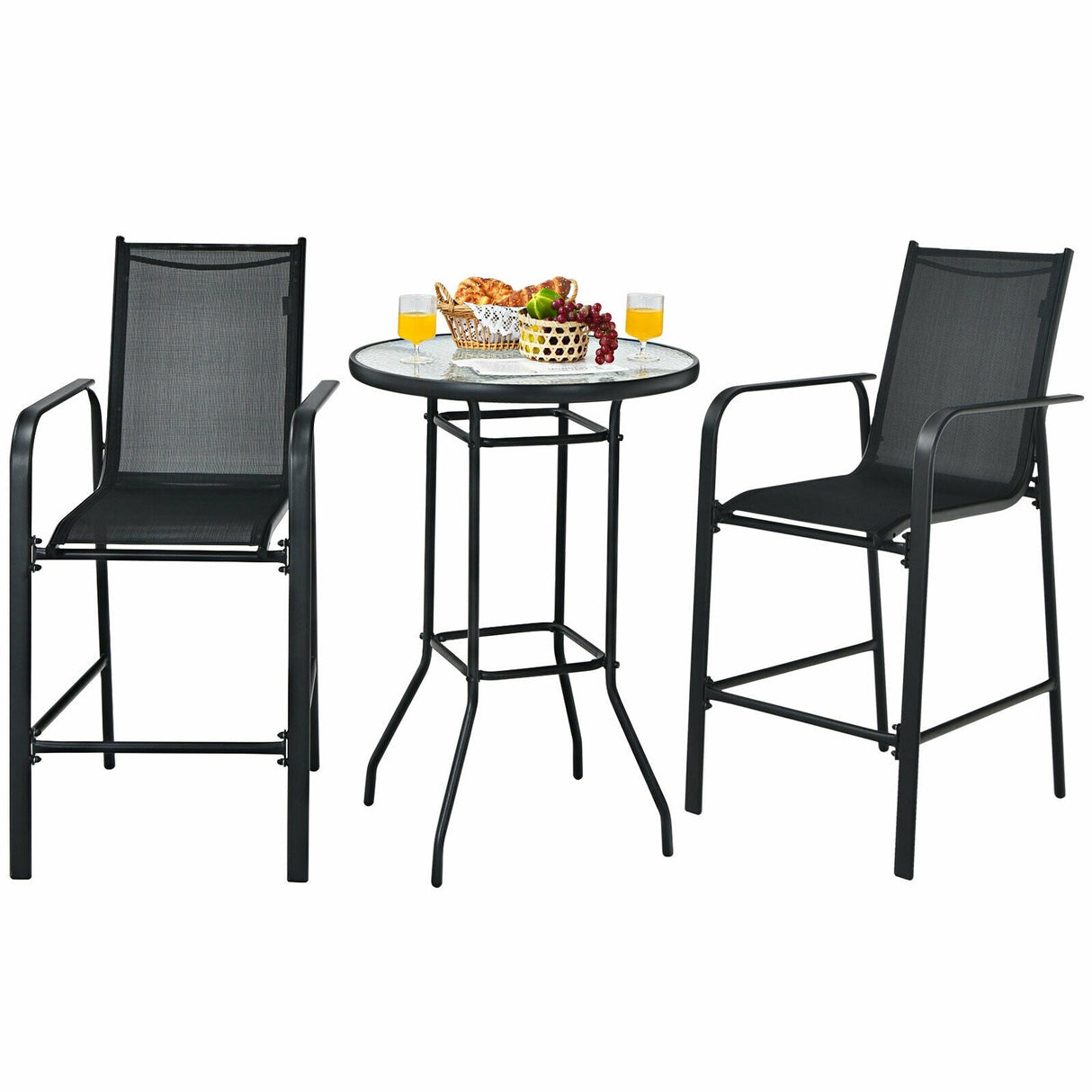 Juego de 3 taburetes de mesa de bar para patio exterior