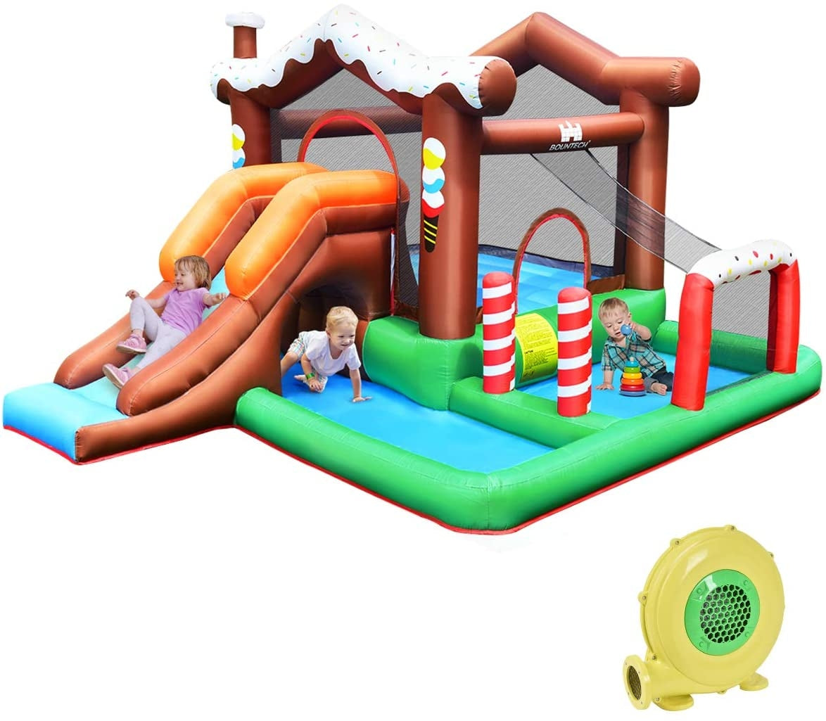 Casa de rebote inflable para niños de exterior e interior con soplador de aire de 480 W
