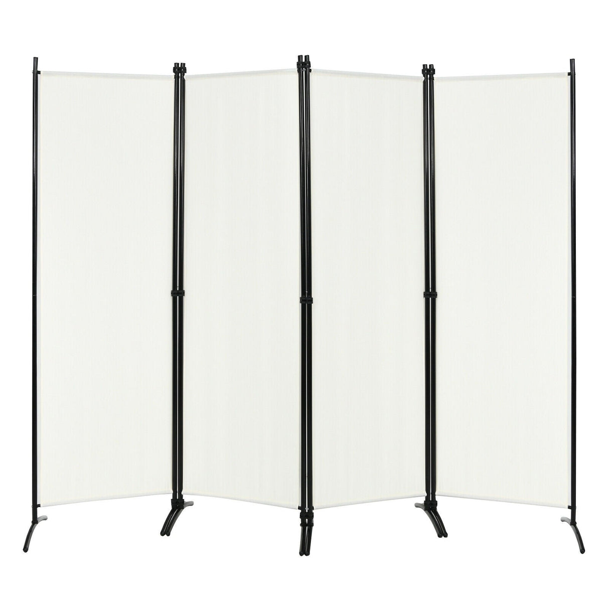 4-Panel Room Divider with Steel Frame