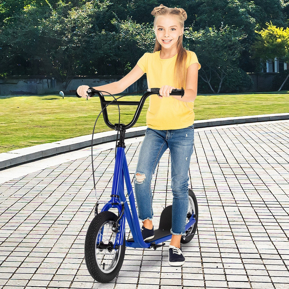 Patinete para niños con ruedas neumáticas de 12 pulgadas y altura ajustable