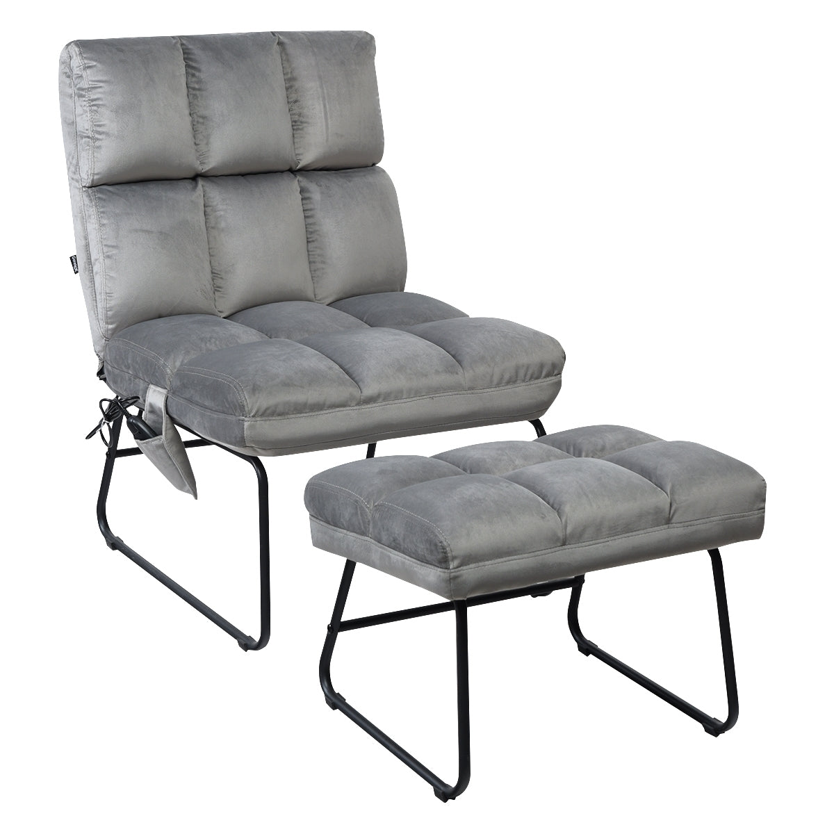 Sillones reclinables de masaje de terciopelo con control remoto y bolsillo lateral
