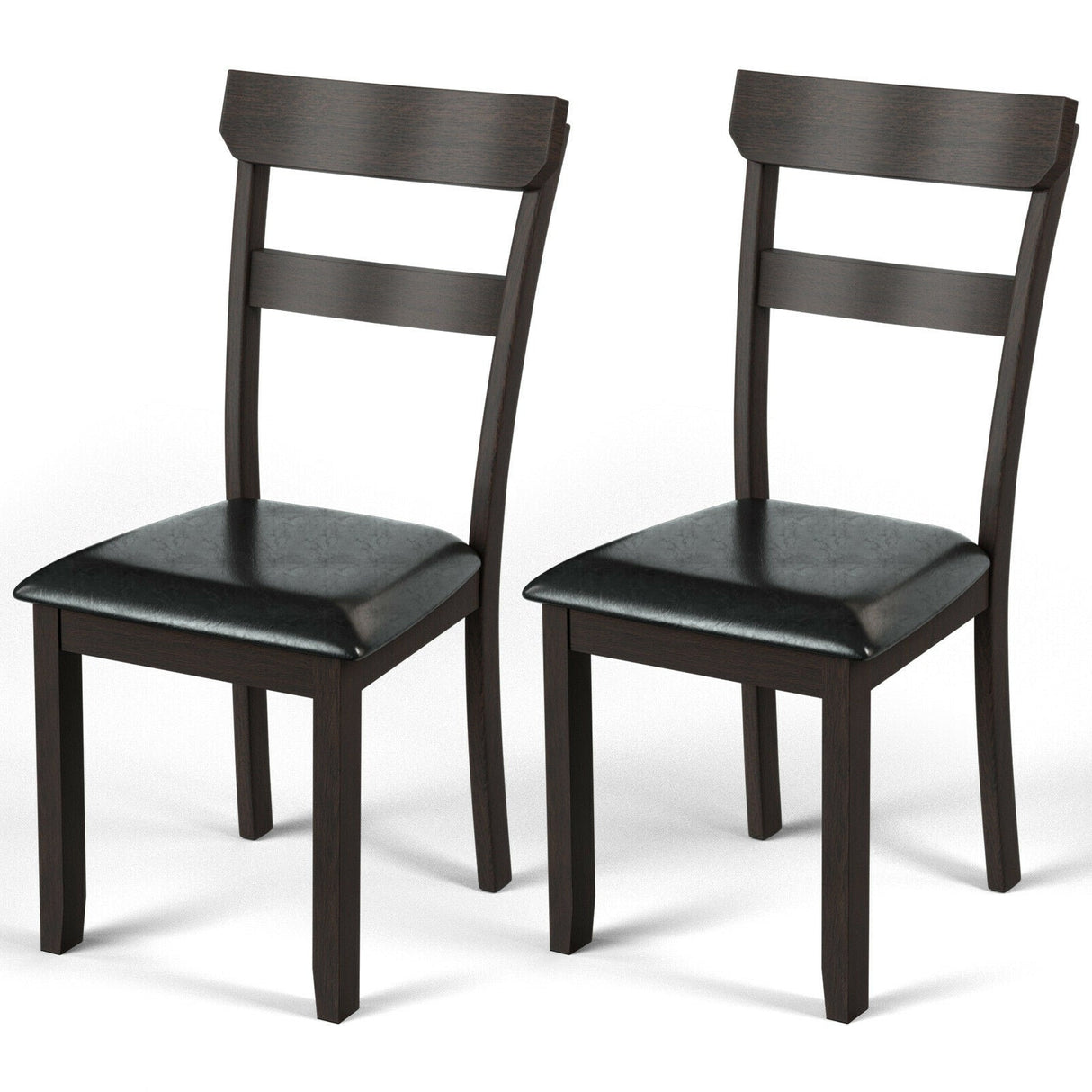 Juego de 2 sillas de comedor con estructura de madera de caucho y asiento tapizado de piel sintética