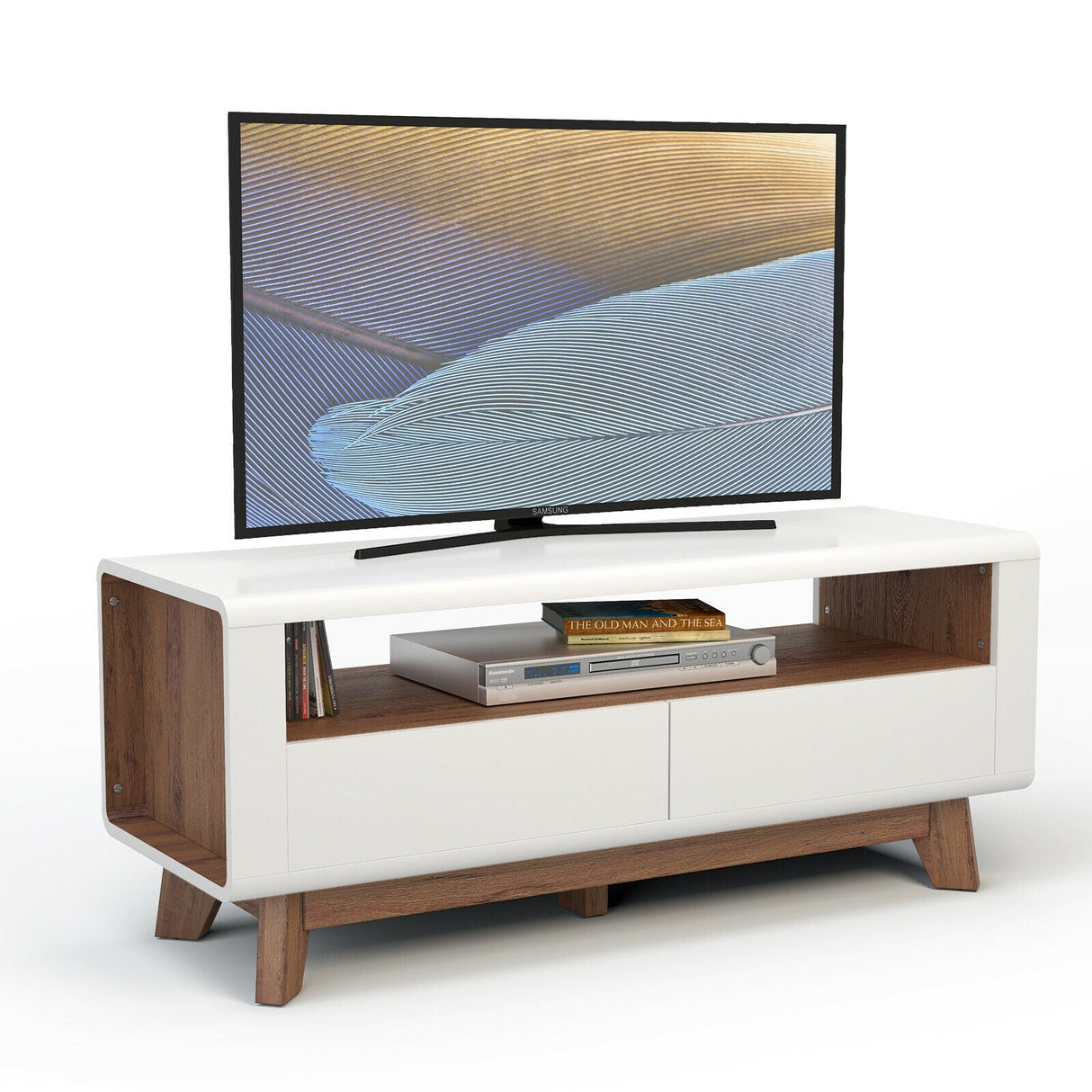 Mueble para TV con 2 cajones extraíbles y compartimento abierto para televisores de hasta 50 pulgadas