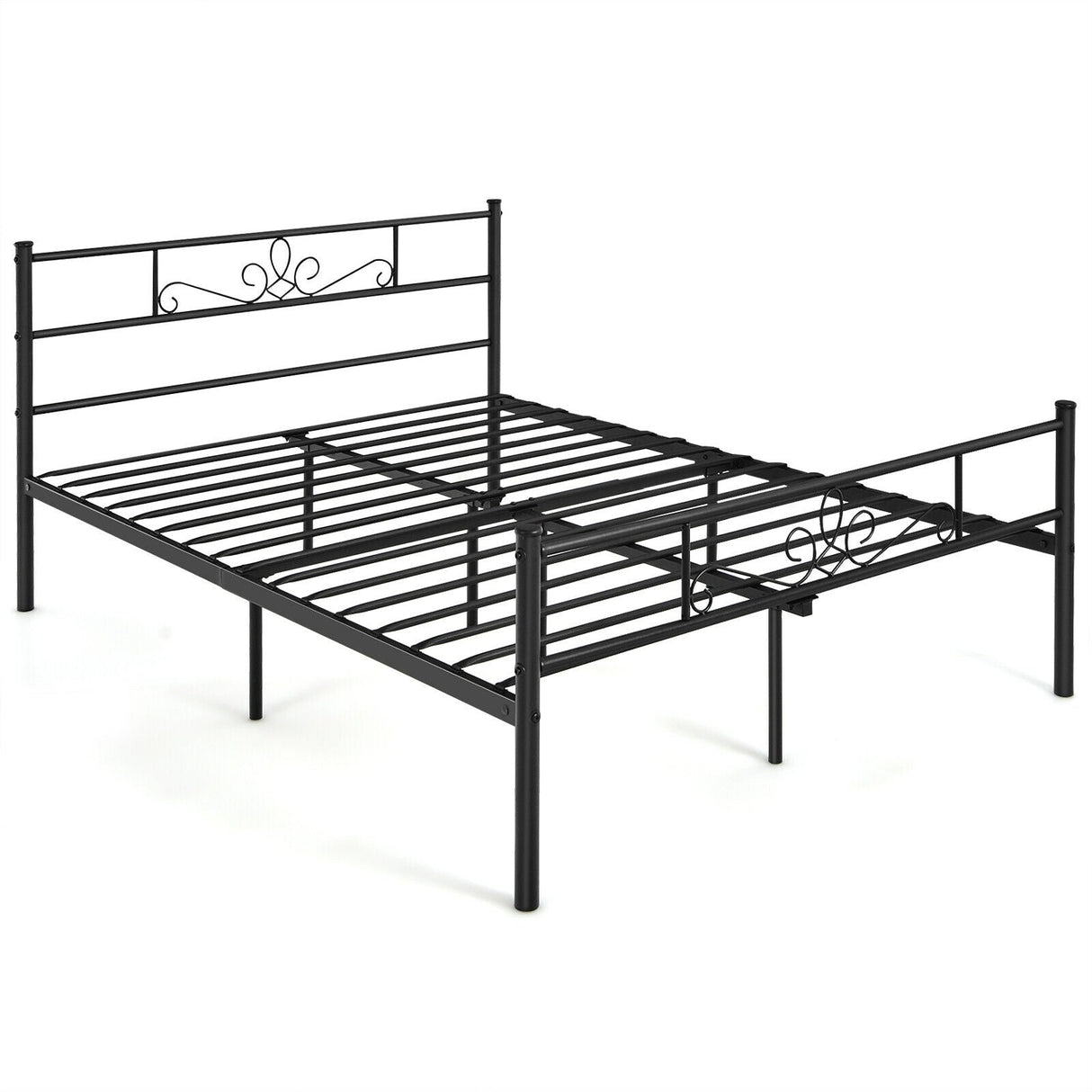 Estructura de cama de metal individual/matrimonial/Queen con cabecera y piecera