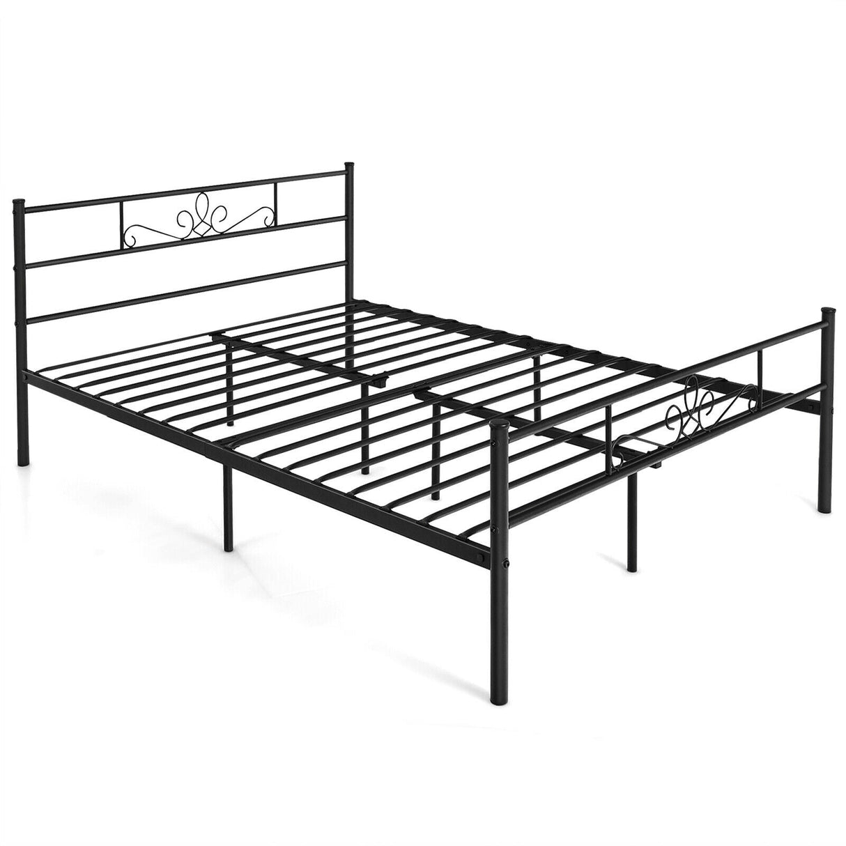 Estructura de cama de metal individual/matrimonial/Queen con cabecera y piecera