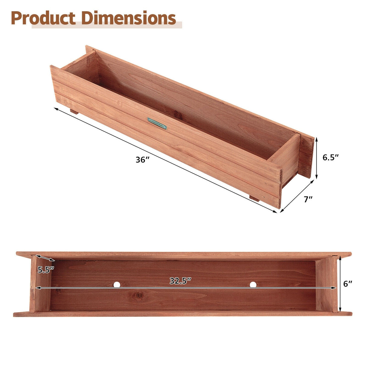 Jardinera elevada decorativa de madera para patio y ventana